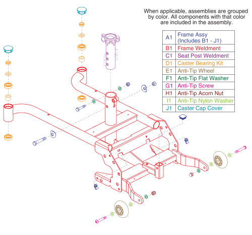 Main Frame Assembly - For S/n's Begining W/ Jb1 Or Jb3 parts diagram