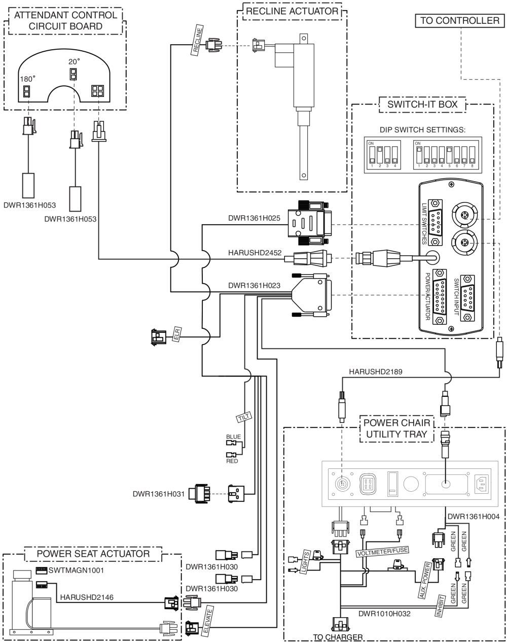 Electrical Diagram - Recline W/ Elevate, Switch-it parts diagram