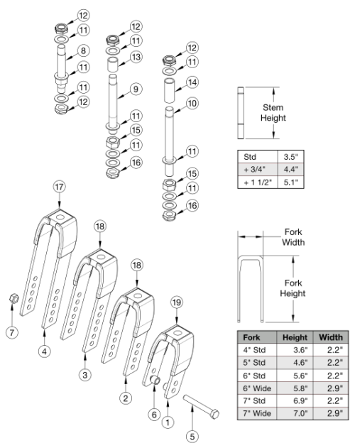 Catalyst Transit Forks And Stems parts diagram