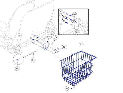 Rear Basket Assembly - Pinchless Hinge, Medium Back parts diagram