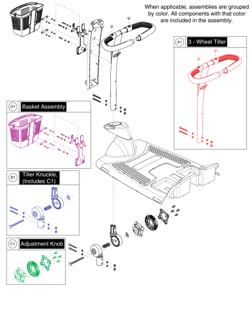 Tiller, 3 Wheel, With Xlr Console parts diagram