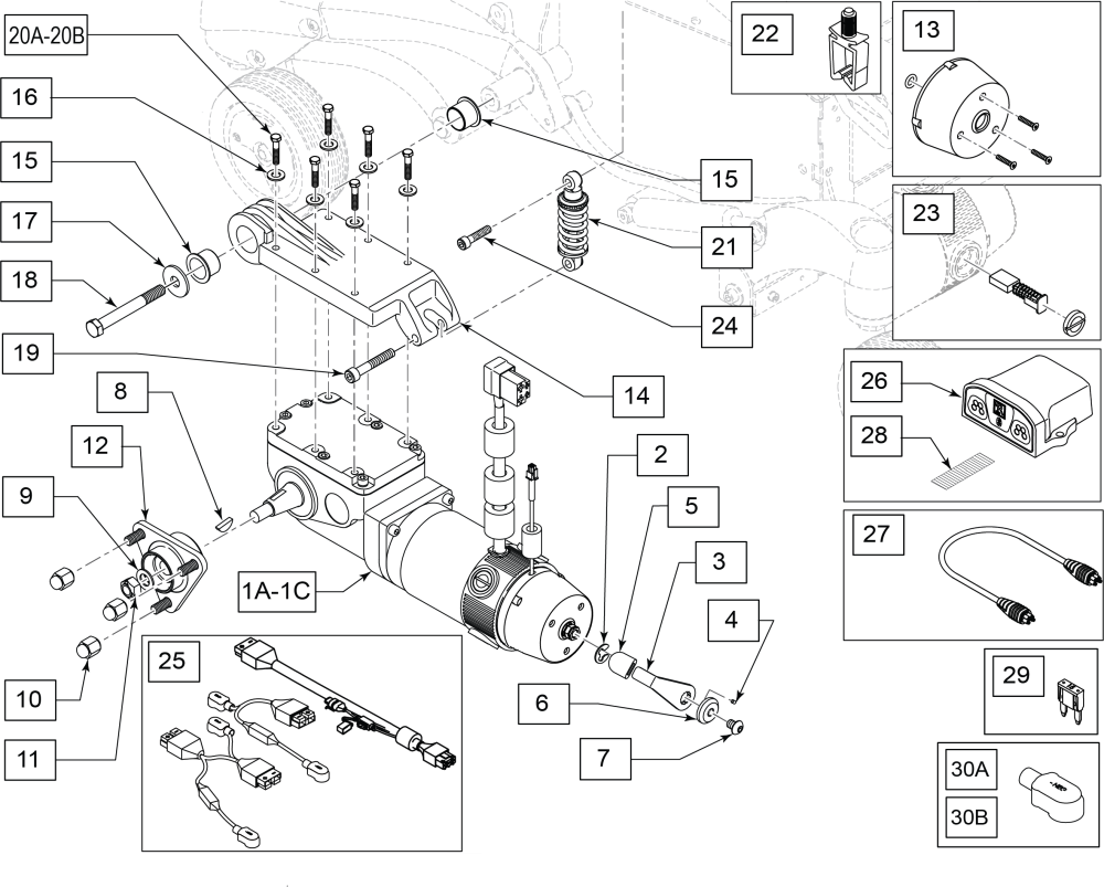 Suretrac Motor & Motor Mount Qm-series After S/n Prefix Qm710a, Qm715a & Qm720a parts diagram