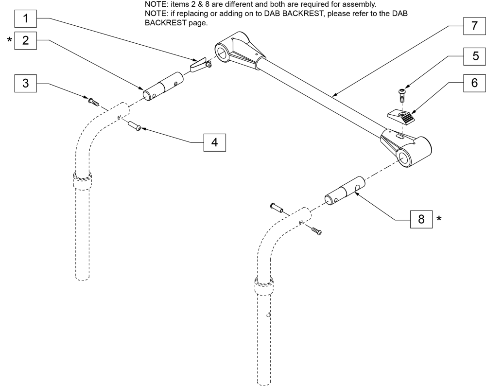 Backrest Stabilizer Bar parts diagram