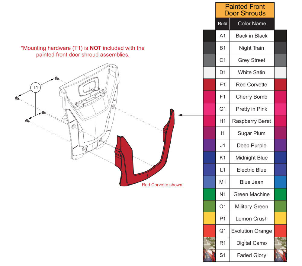 Front Battery Door Shrouds, Q6 Edge 3 Stretto parts diagram