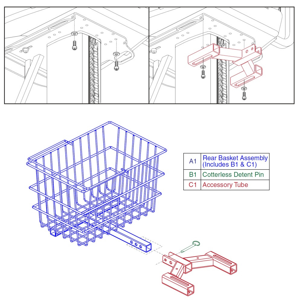 Rear Basket Assy, Jazzy Air parts diagram