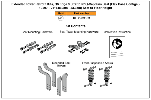 Extended Tower Retrofit Kits, Stretto W/ Q-captains Seat (flex Base Configs.) parts diagram