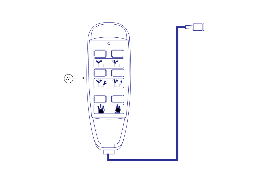 Hand Control, 6 Button, Black W/gray Buttons, Symbols Only, No Logo parts diagram