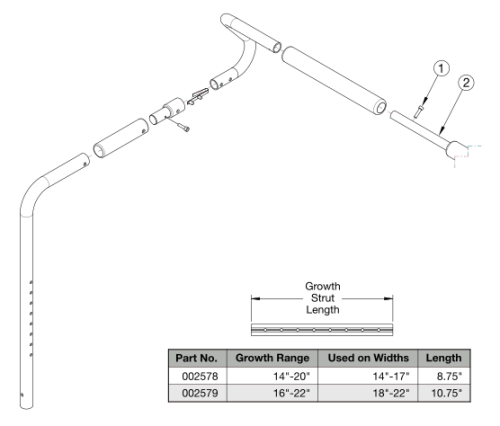 Cr45 Removable Stroller Handle - Growth parts diagram