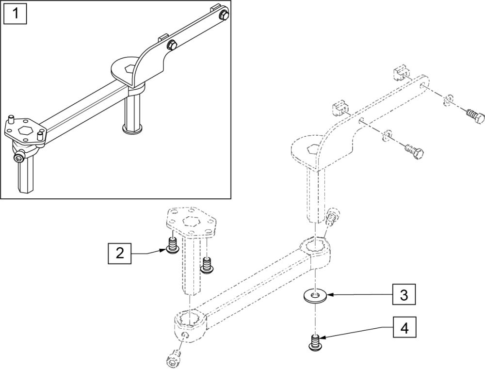 Sedeo Ergo Fixed Joystick Mount parts diagram