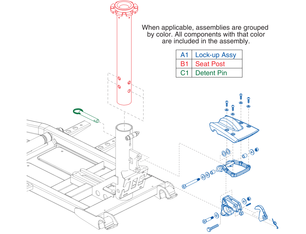 Seat Post & Lock-up, Jazzy Zts parts diagram