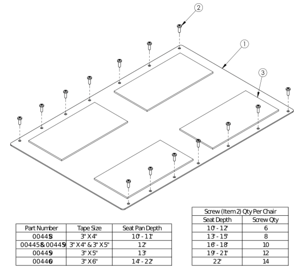 Rigid Aluminum Seat Pan parts diagram