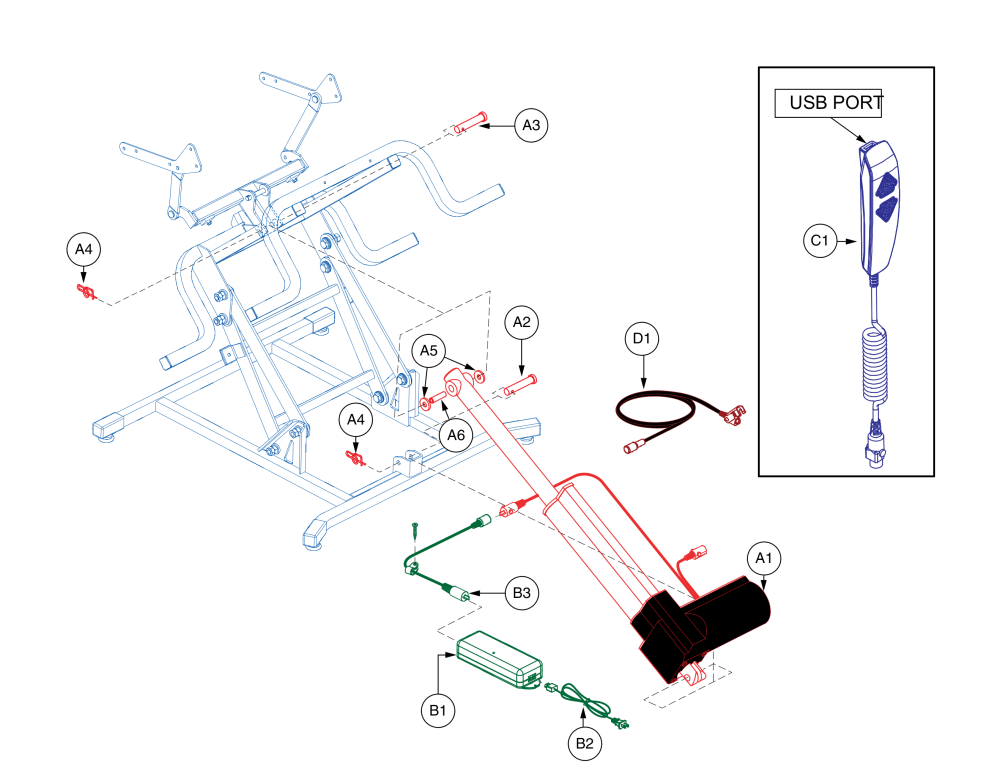 Nm122l, Nm1653, Single Motor Lift Chair parts diagram