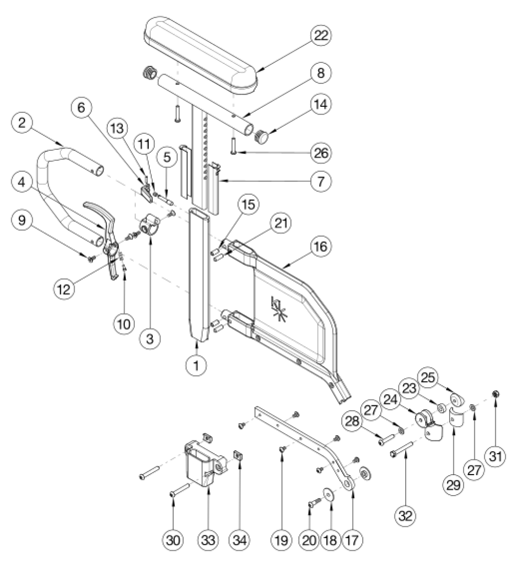 Catalyst E Armrests - Tall Height Adjustable Flip Back T-arm parts diagram