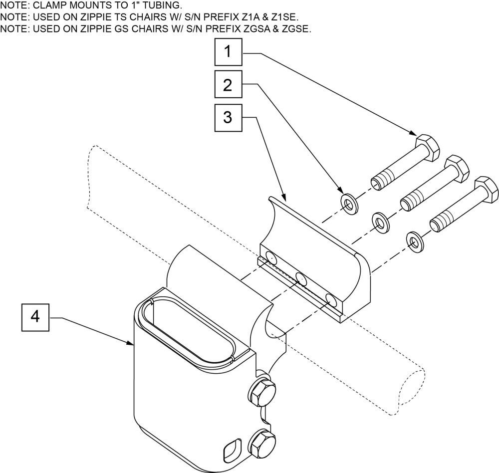 Single Post Armrest Receiver - Low parts diagram