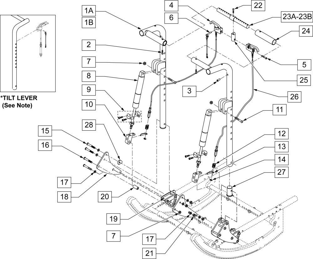 Reclining Backrest (s/n Prefix Cgt) parts diagram