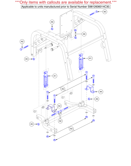 Hurricane Pmv5001 Rear Trail Arm W/ Shocks And Hardware (gen. 1). (prior To S/n S9812606014c30) parts diagram