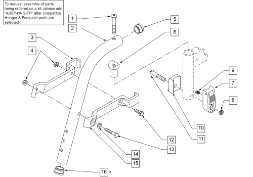 70 Deg Lift-off Hanger parts diagram