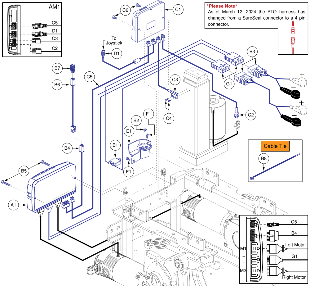 Q-logic 2 Electronics, Power Seat Thru Joystick, Q6 Edge 2.0 parts diagram
