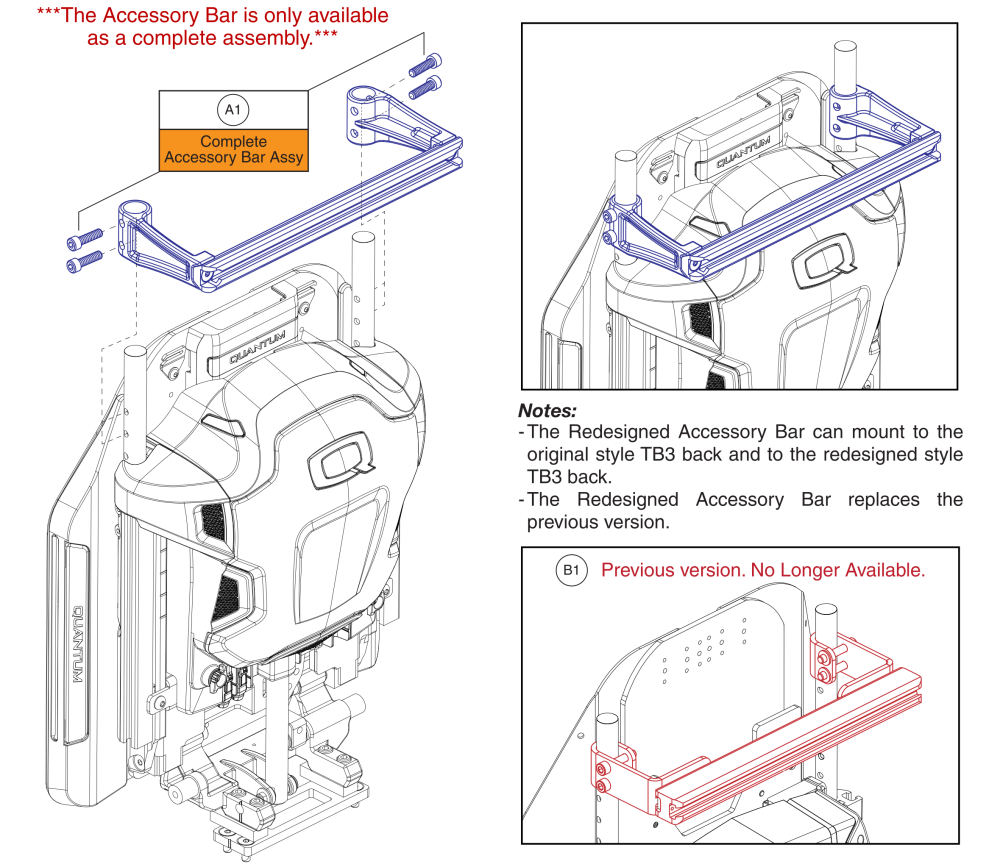 Accessory Bar, Tru Balance® 3/4 parts diagram