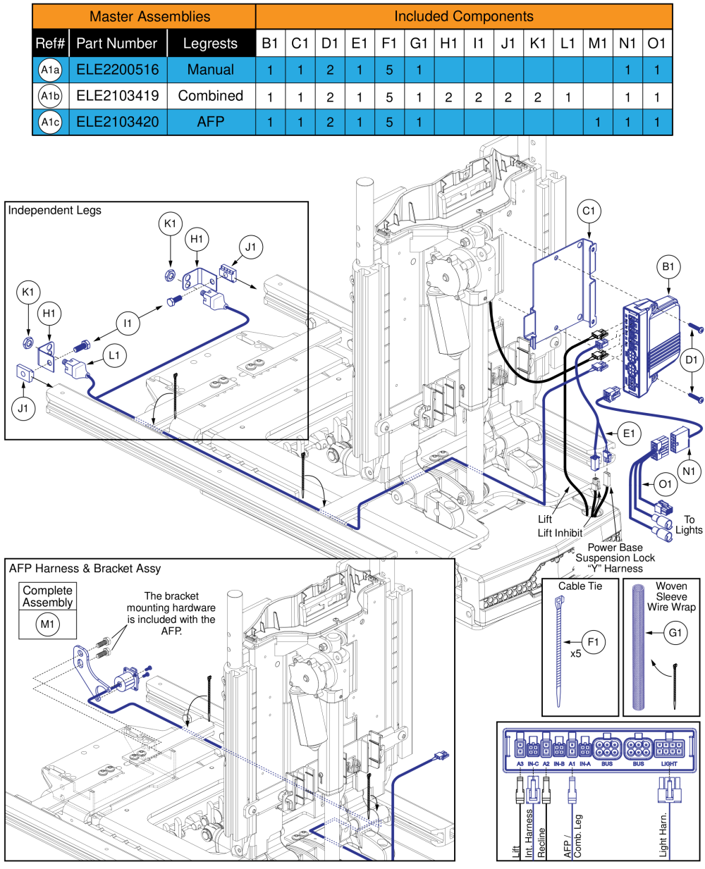 Ql3 Am3l, Tb3 Lift & Recline W/ Ilevel (stretto W/ Front Seat And Rear Door Lights) parts diagram