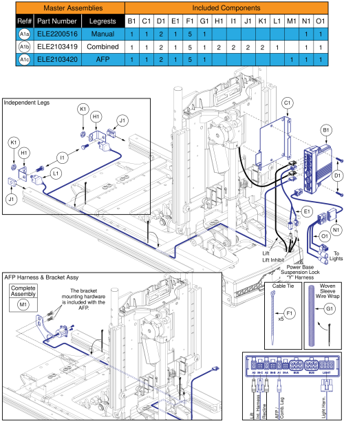 Ql3 Am3l, Tb3 Lift & Recline W/ Ilevel (stretto W/ Front Seat And Rear Door Lights) parts diagram