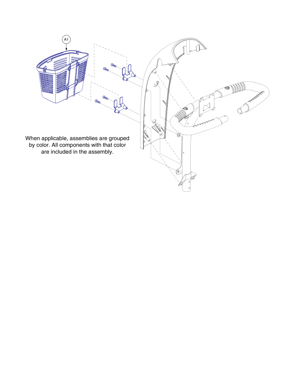 Front Basket Assy, Va Victory 10, Acc134444 parts diagram