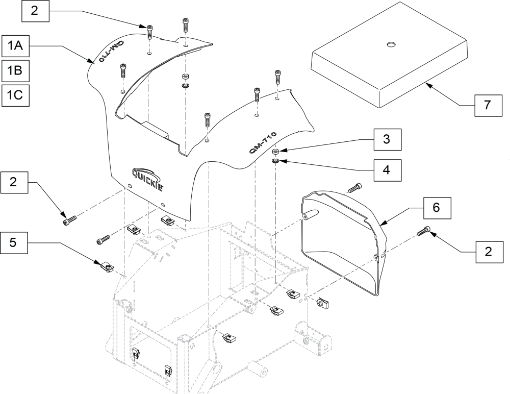 Shrouds Sedeo Ergo Beginning S/n Prefix M710c, M715c & M720c parts diagram