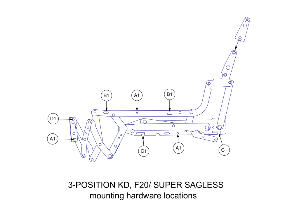 Scissor Mounting Hardware, 3 Position Kd parts diagram