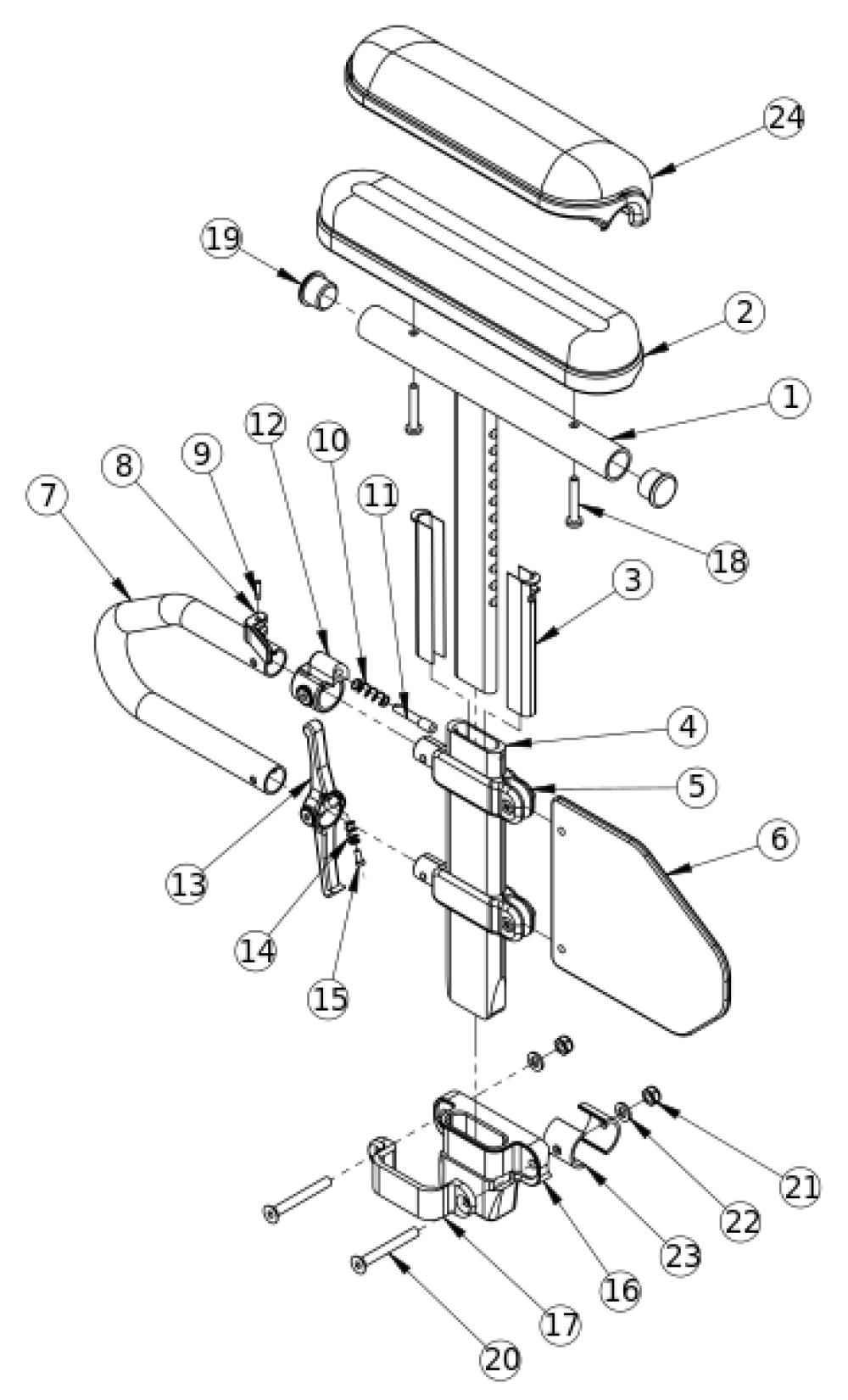 Discontinued Focus Cr Height Adjustable T-arm parts diagram