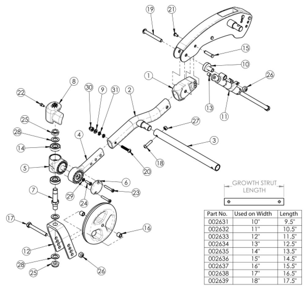 (discontinued) Flip Caster Arm parts diagram