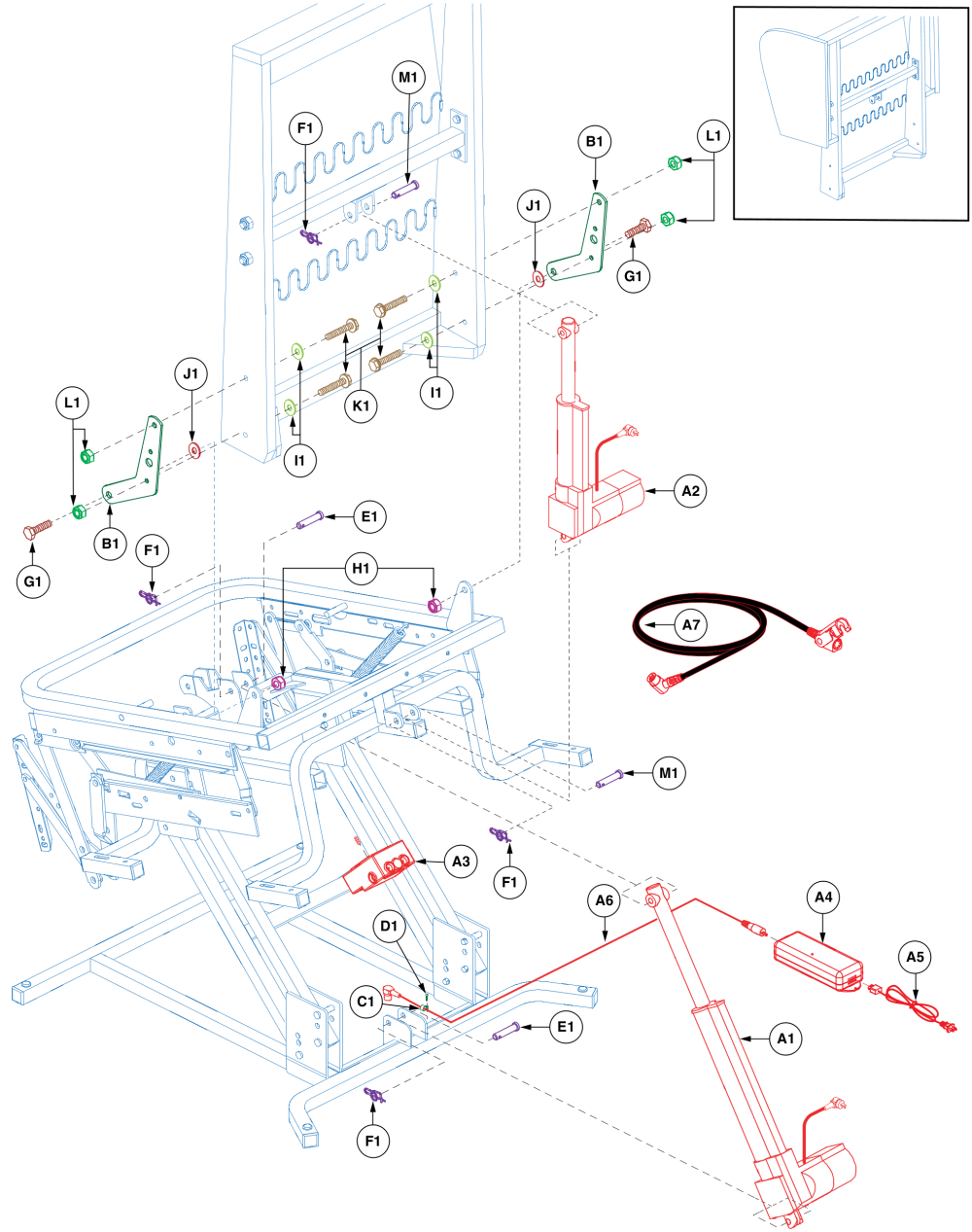 As3001, As9001 Dual Motor Lift Chair parts diagram