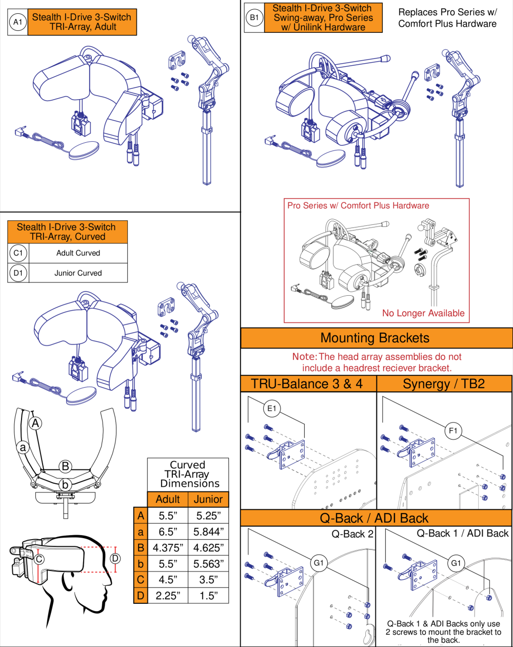 3 Switch Head Arrays, Stealth parts diagram