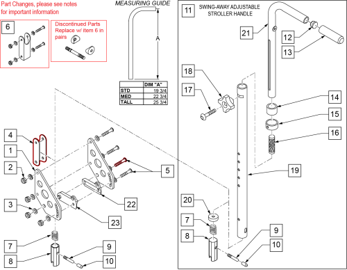 D.a.b. Swing-away Adj Stroller Handles parts diagram