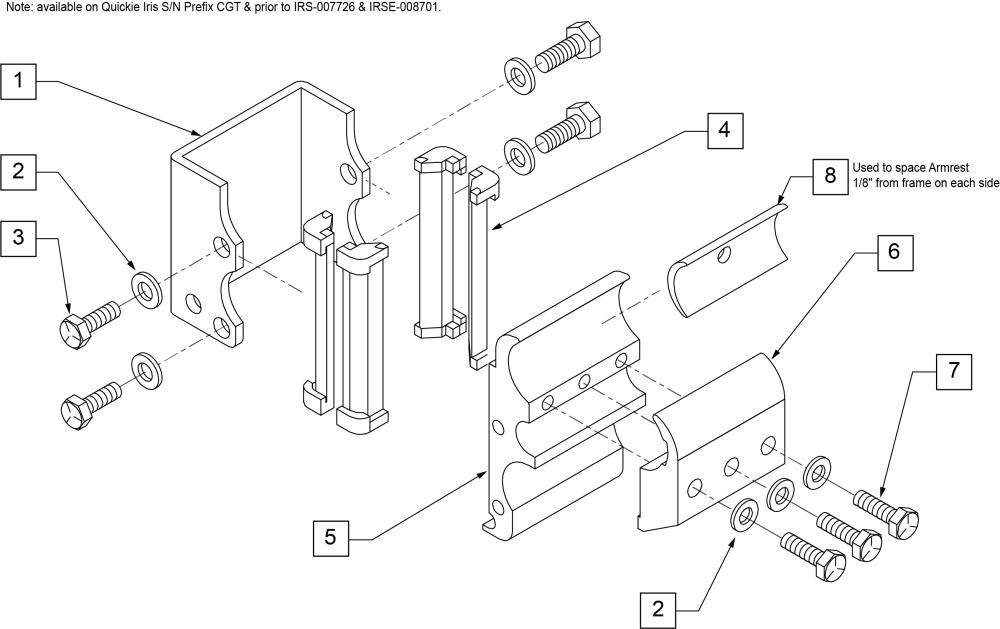 Kids Single Post Armrest Receiver parts diagram