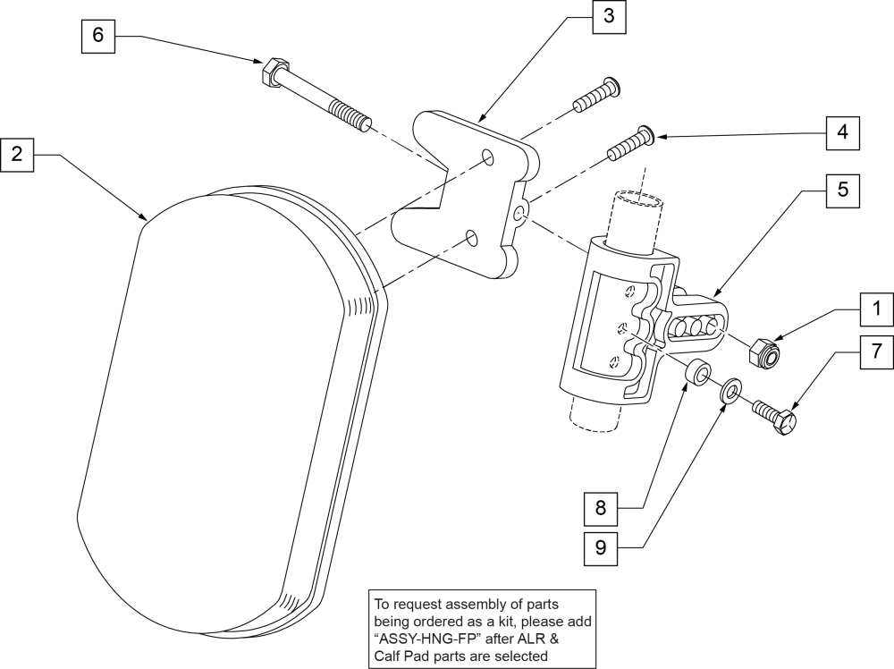 Articulating Hanger Calf Pad parts diagram