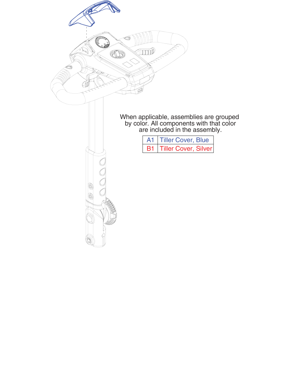 Tiller Cover, Revo 2.0 parts diagram