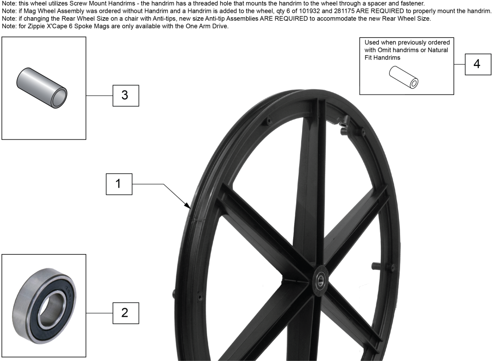 Traditional 6 Spoke Mag parts diagram