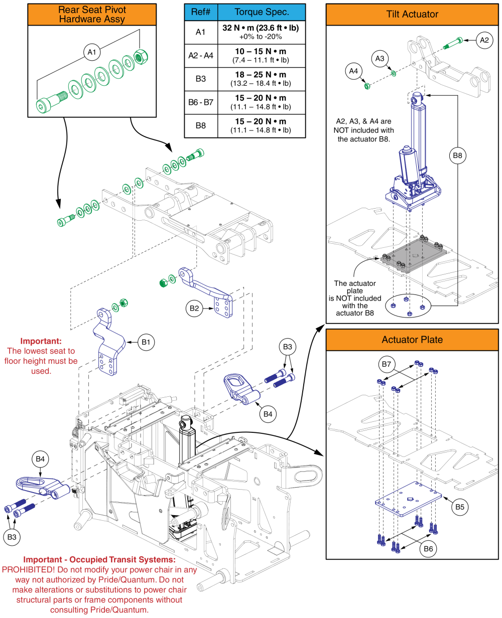 Tb Flex Pediatric Tilt Interface,  Edge 3 Stretto parts diagram