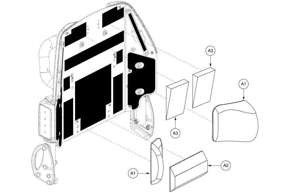 Lateral And Lumbar Cushions, Tru-comfort V2 parts diagram