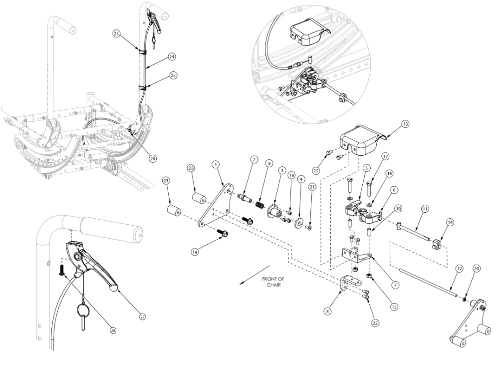 Focus Cr Hand Tilt Mechanism Stroller Handle Back parts diagram