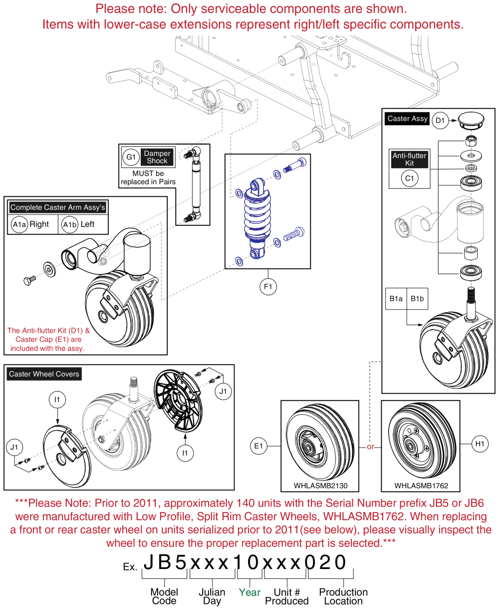 Front Caster Arm Assy - Vent Tray Suspension, Q6 Edge parts diagram