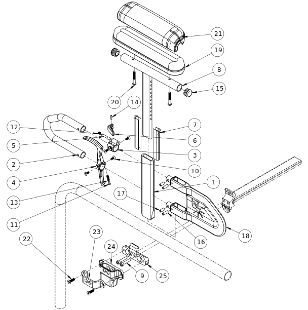 Clik Height Adjustable T-arm parts diagram