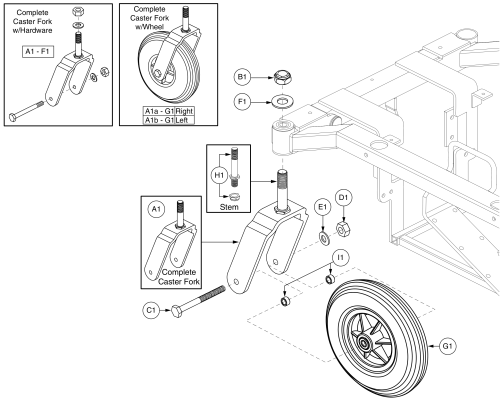 Rear Caster Assembly, Jazzy 1113 Ats parts diagram