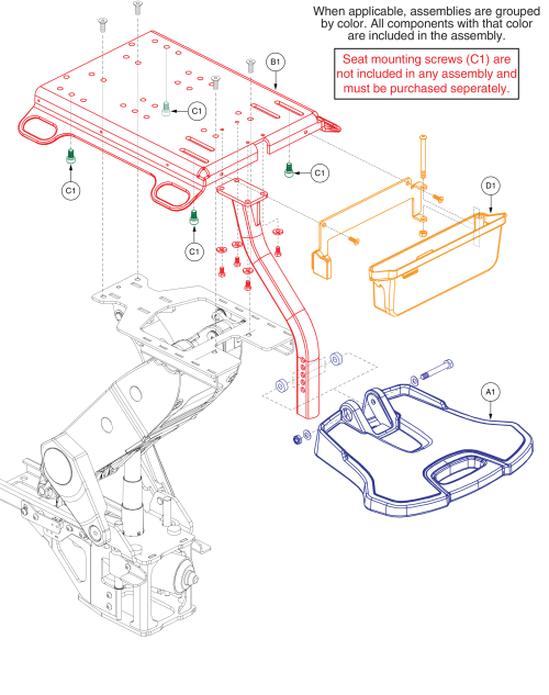 Foot Platform, Seat Interface, And Under Seat Storage, Jazzy Air 2 parts diagram