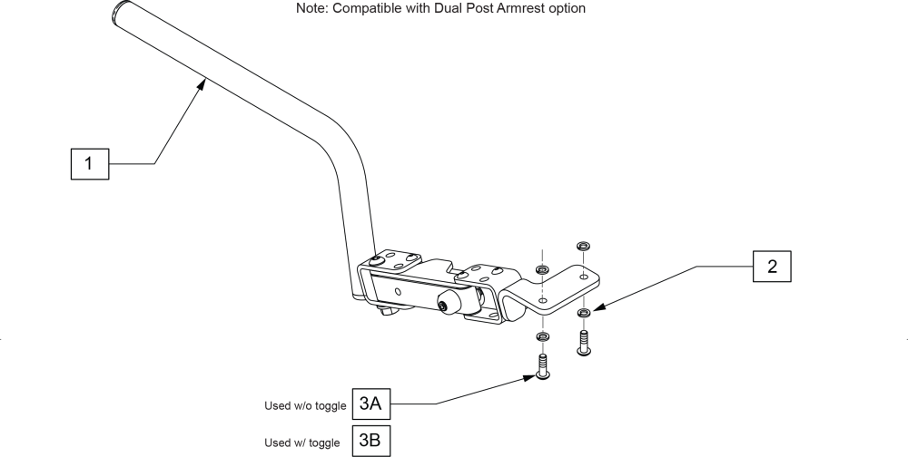 Joystick Arms Swing Away Round Tube Style parts diagram