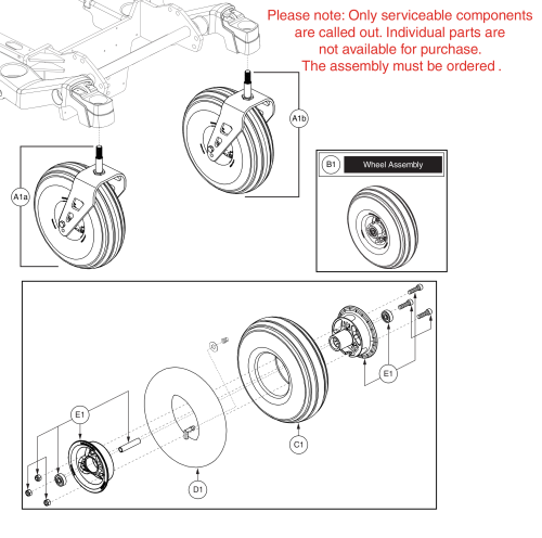 Caster Assy, 10” Pneumatic, Gray, Rival (r44) parts diagram