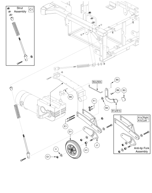 Anti-tip Assembly, Jazzy 1113 Ats parts diagram