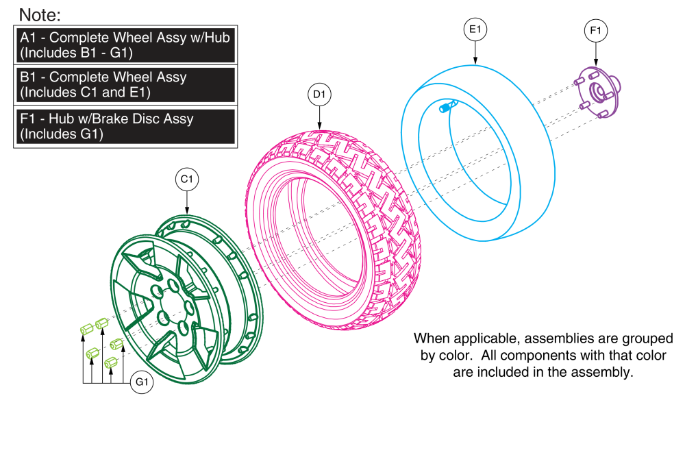 Rear Wheel Assy, Pursuit Sport - Mv714 parts diagram