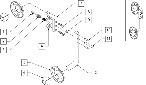 Rotational Headrest 4-pad Lateral Quick Release Rod parts diagram