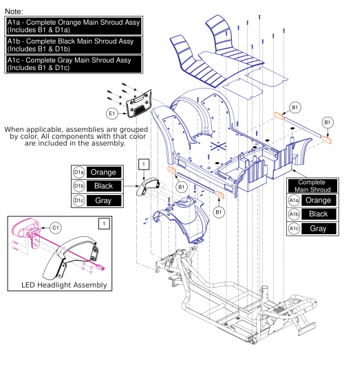 Main Front Shroud Assy, Pursuit 2 parts diagram